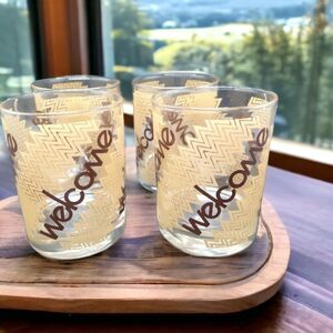 Vintage Cera "Welcome" Mid-Century Lowball Glasses – Set of 4